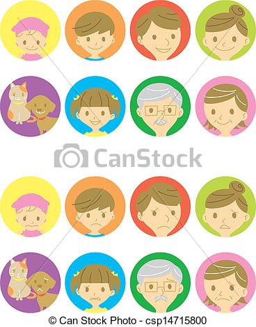 Vector   Happy Faces And Sad Faces   Stock Illustration Royalty Free