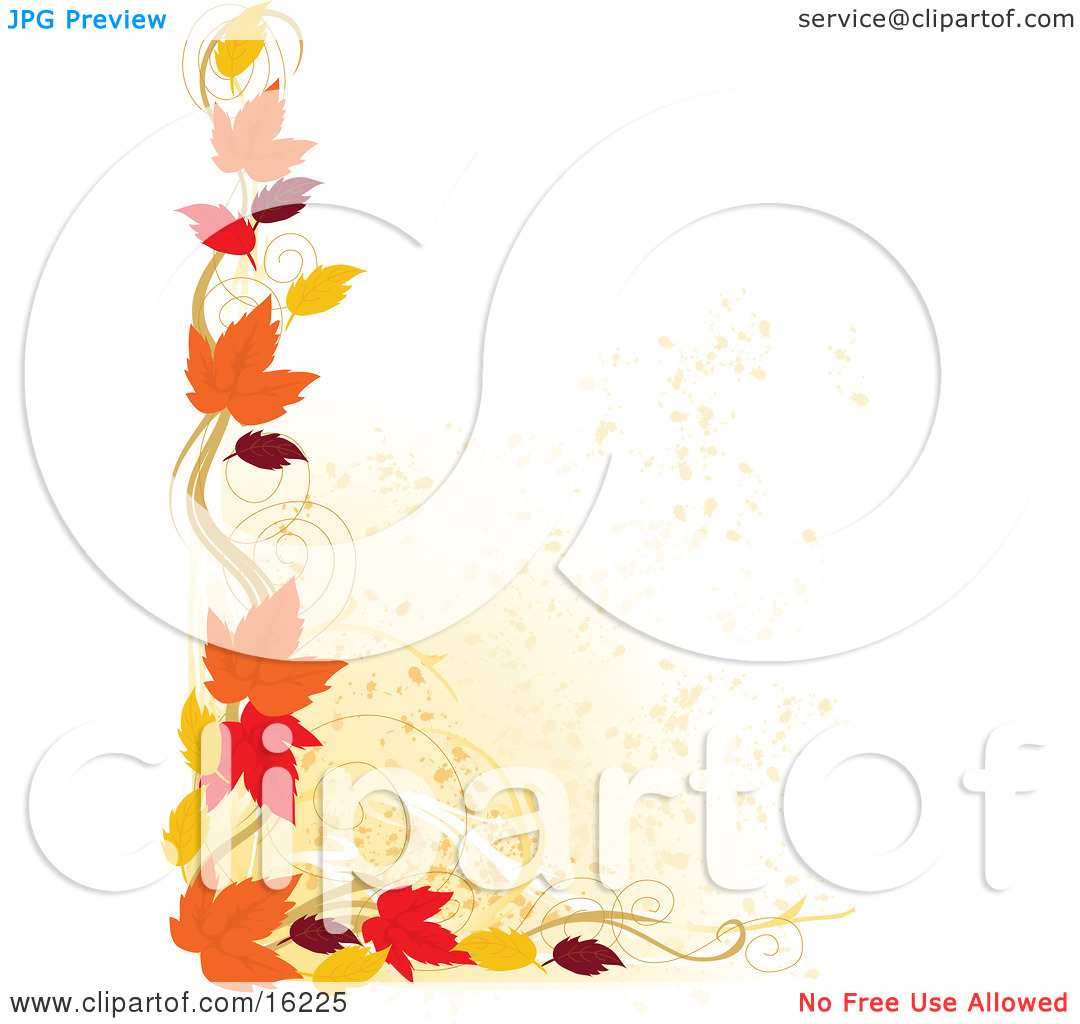Border Of Autumn Leaves Over A White Background Clipart Illustration