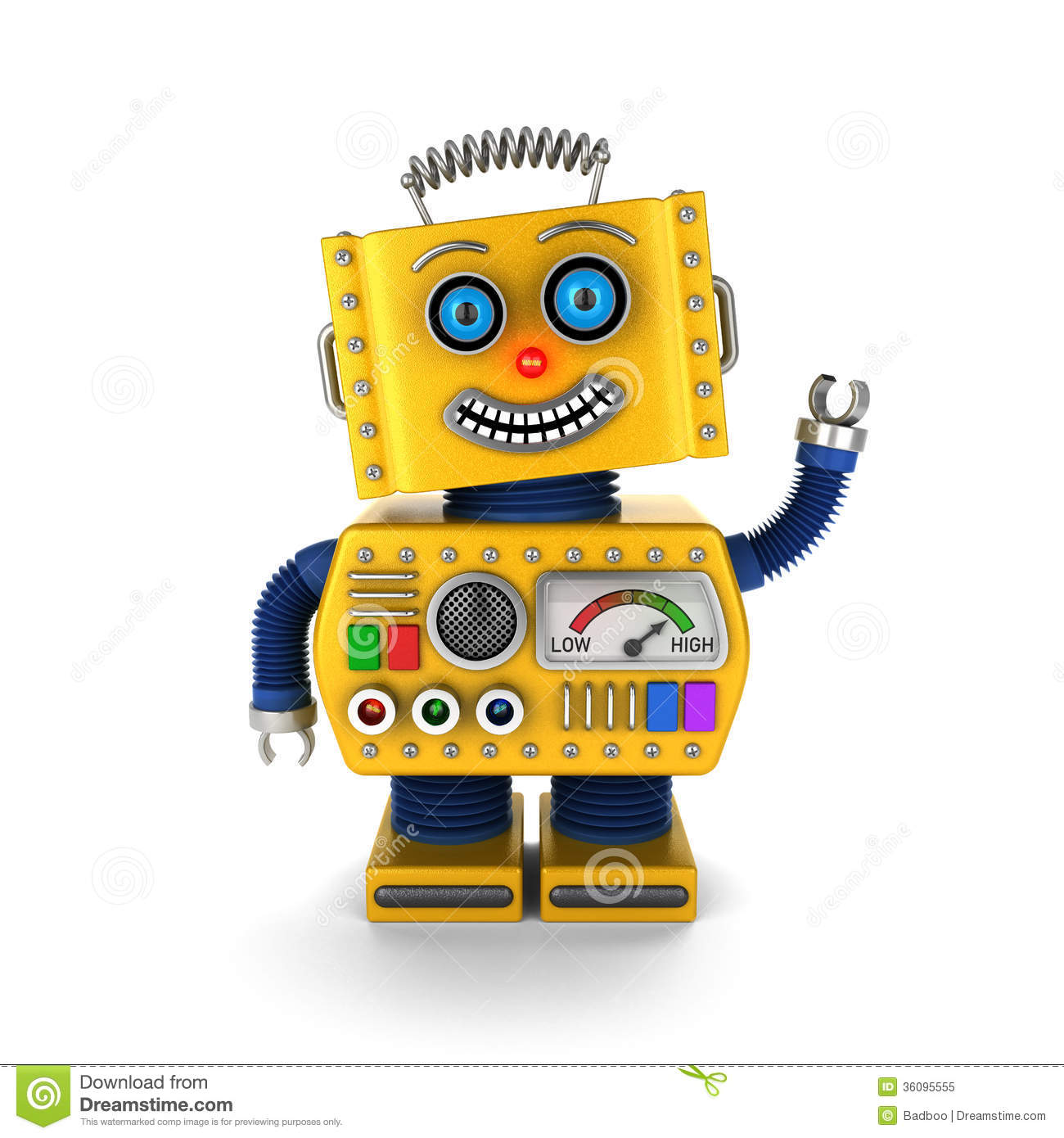 Happy Vintage Toy Robot Waving Hello Royalty Free Stock Photo   Image