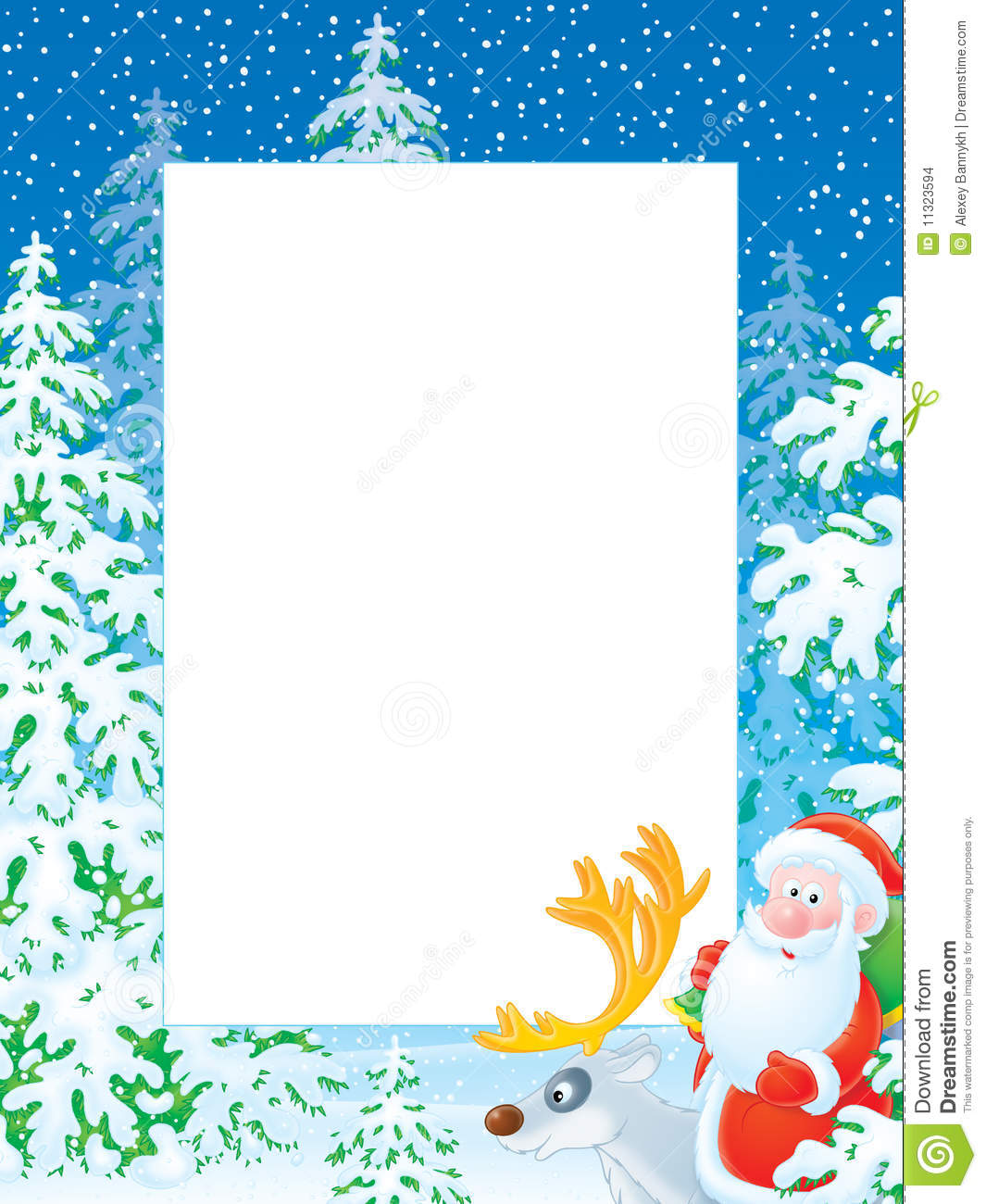 High Resolution Border With Santa Claus And Reindeer For Your Photo Or