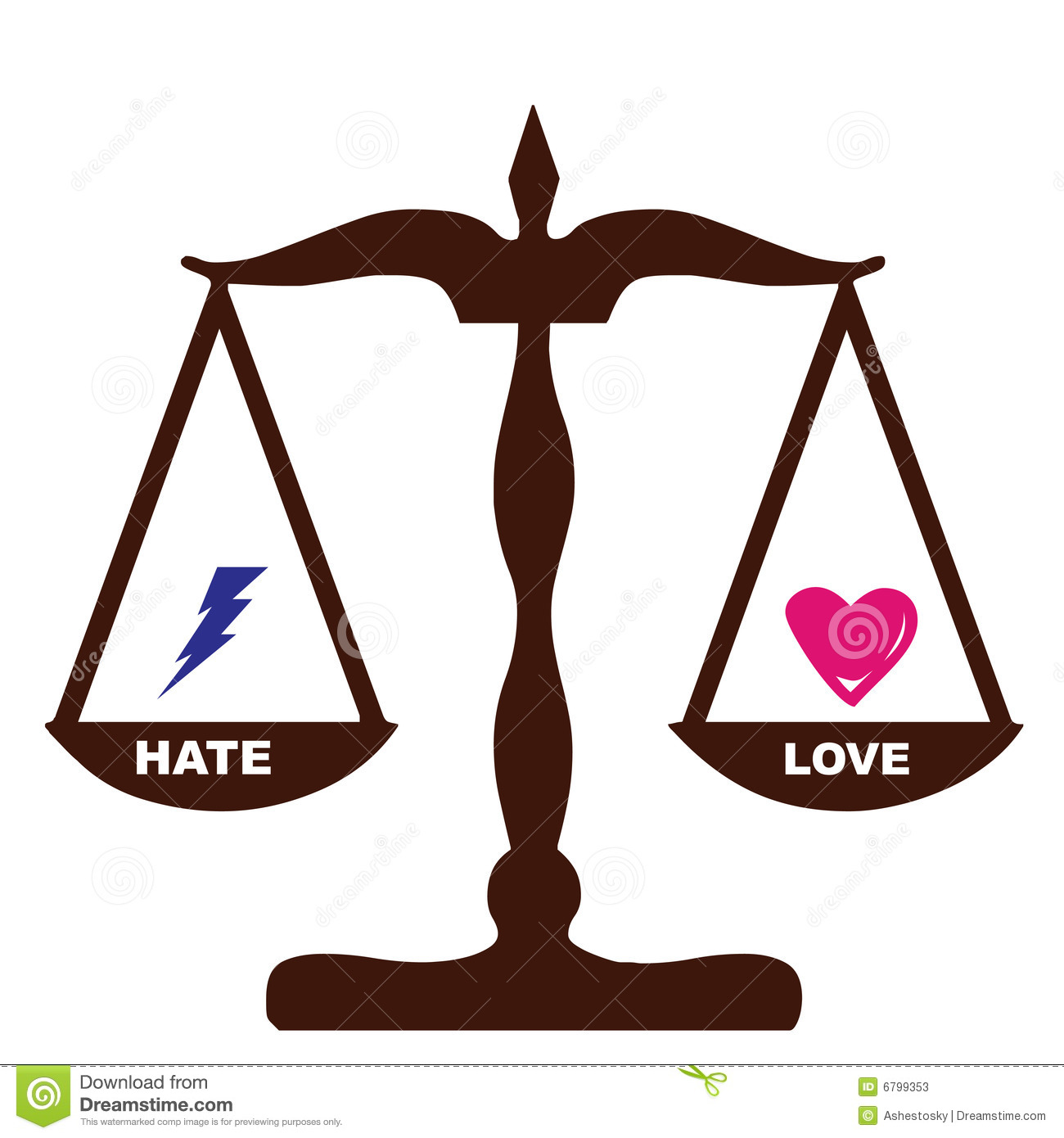 More Similar Stock Images Of   Love Hate Feelings Weights The Same