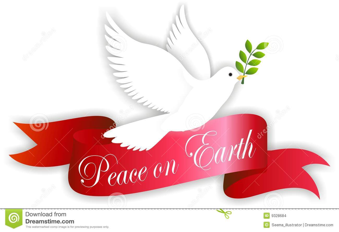 Of Peace Dove With Banner Bearing The Words Peace On Earth