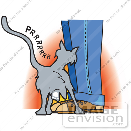 Royalty Free Cartoon Clip Art Of A Cute Gray Cat Purring And Rubbing