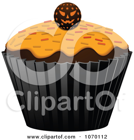 Clipart 3d Halloween Cupcake With A Jackolantern   Royalty Free Vector