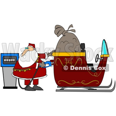 Clipart Illustration Of Santa Watching The Cost Rise On The Gas Pump