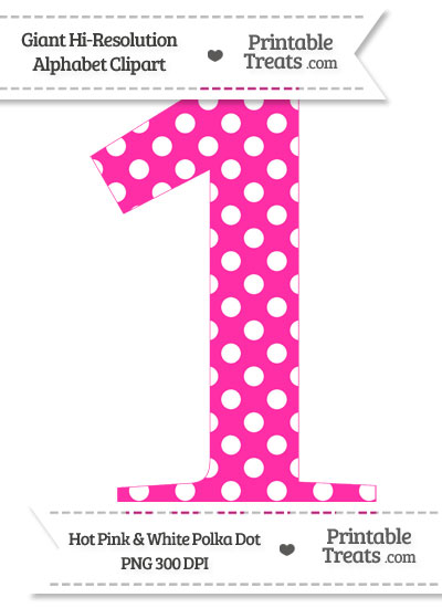 Hot Pink Polka Dot Number 1 Clipart From Printabletreats Com