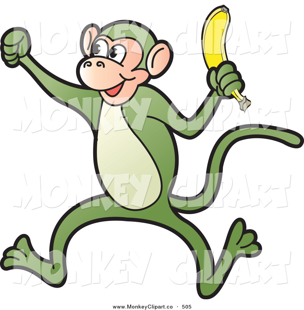 Monkey Banana Clipart Clip Art Of A Silly Green