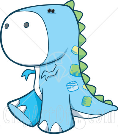 13560 Cute Blue T Rex Dinosaur With Green Spines Clipart Illustration
