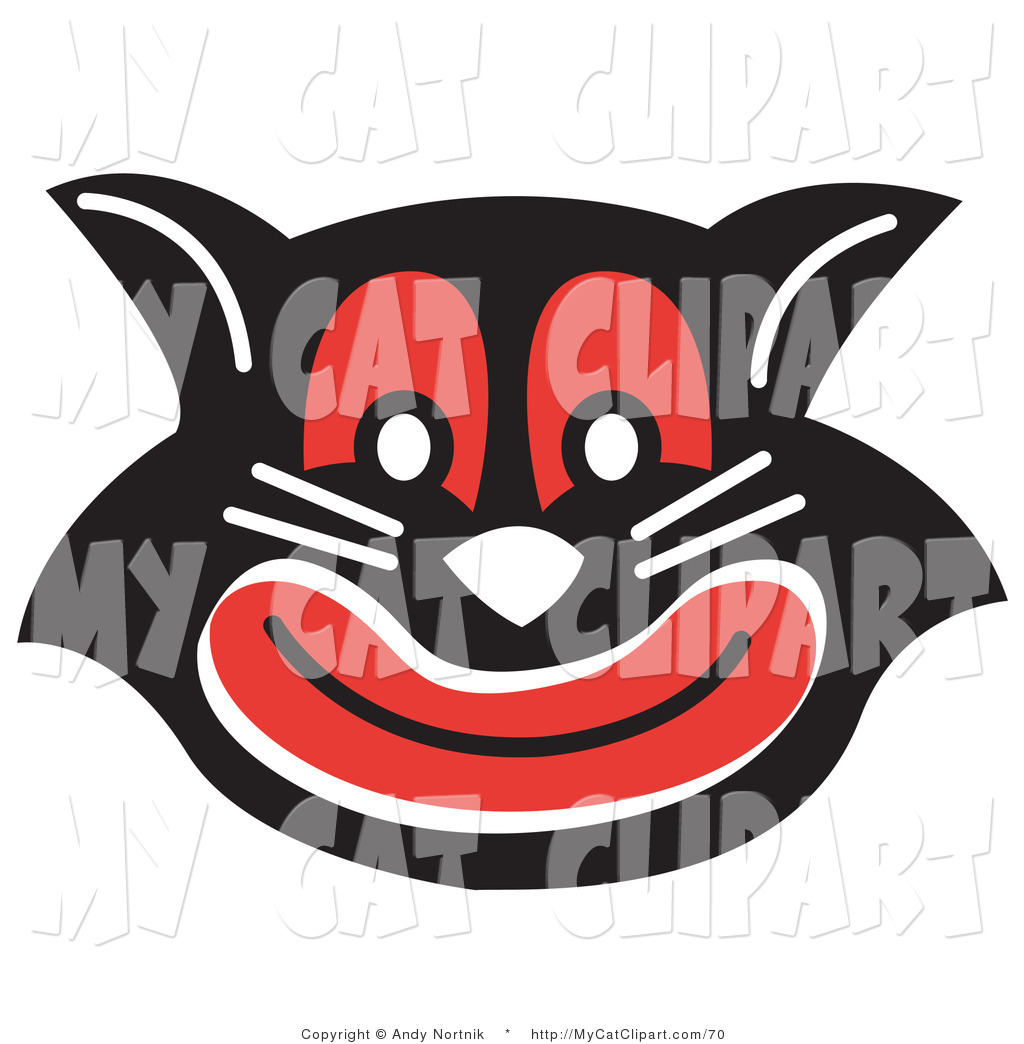 Evil Black Cat With Red Eyes And Mouth Grinning Enthusiastic Black Cat