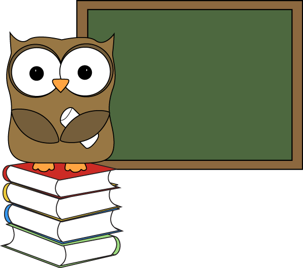 Owl With Books And Chalkboard Clip Art   Owl With Books And Chalkboard