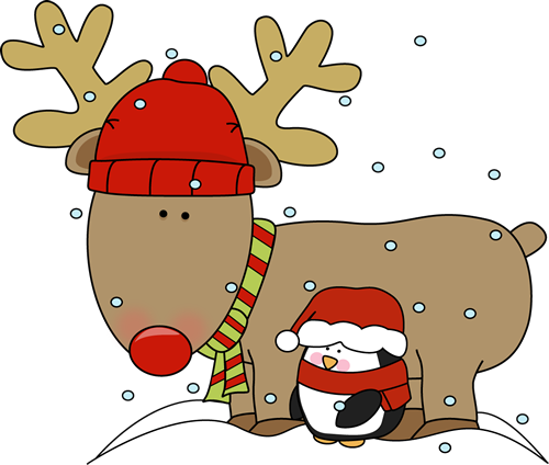 Reindeer And Penguin Clip Art   Red Nose Reindeer Wearing Red And