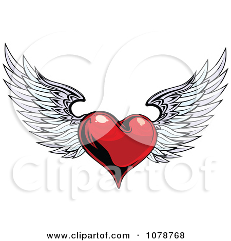 Clipart Red Shiny Winged Heart   Royalty Free Vector Illustration By