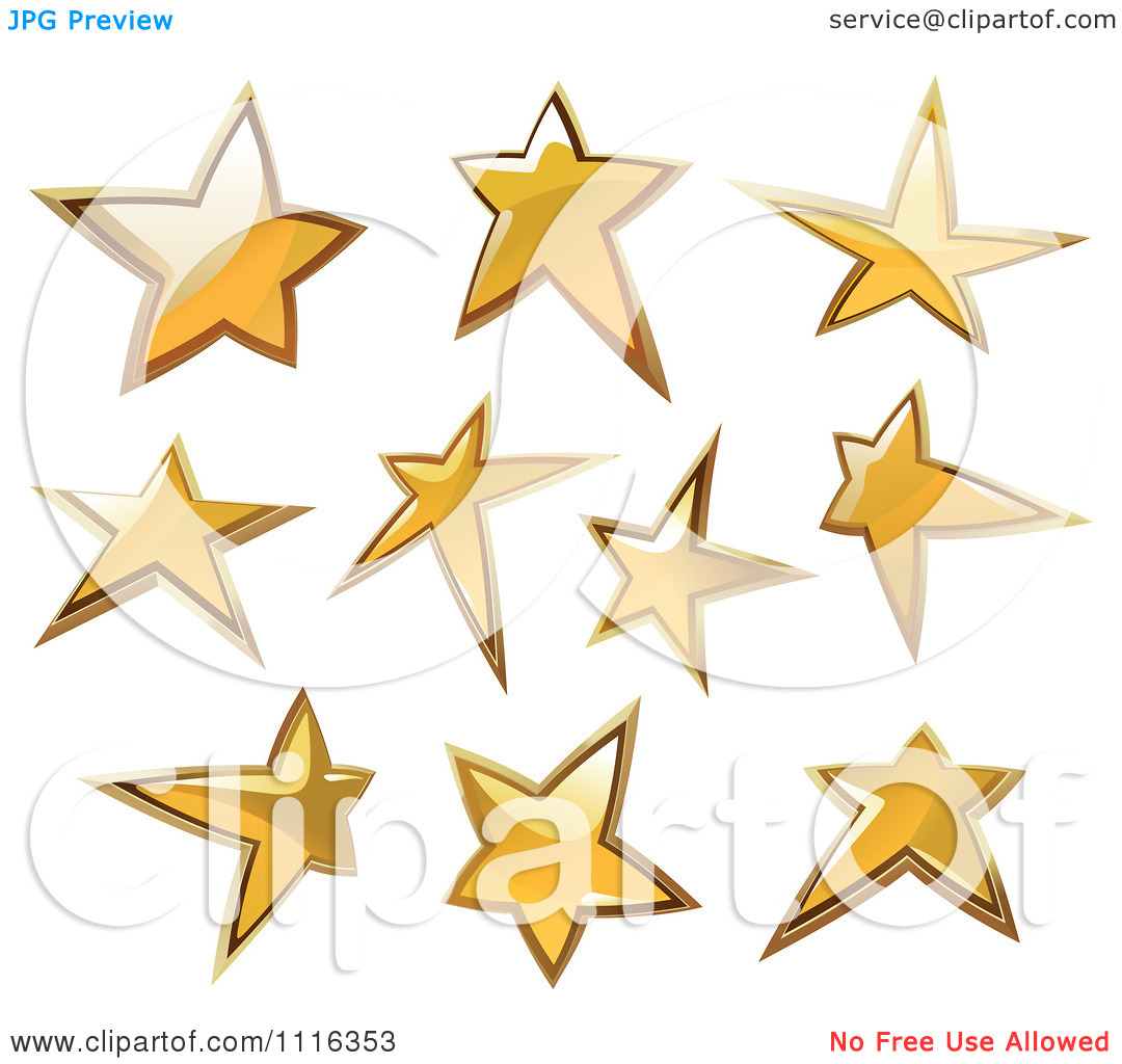 Clipart Shiny Golden Star Icons   Royalty Free Vector Illustration By