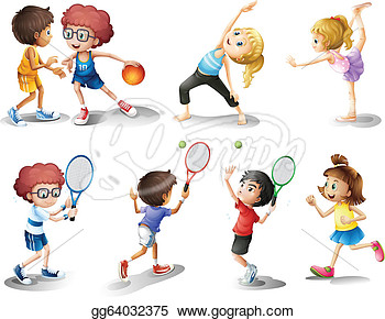 And Playing Different Sports  Vector Clipart Gg64032375   Gograph