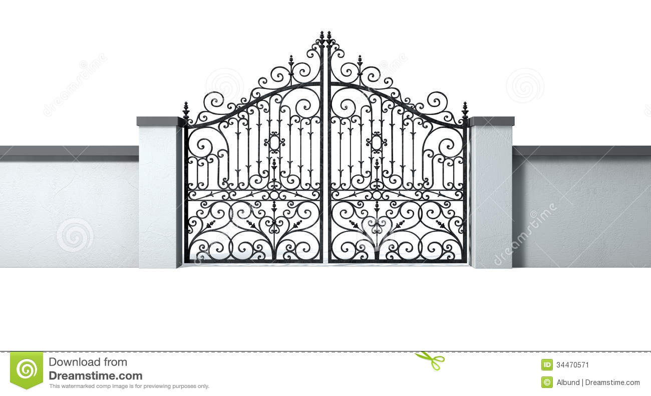 Closed Ornate Gates And Wall Stock Image   Image  34470571