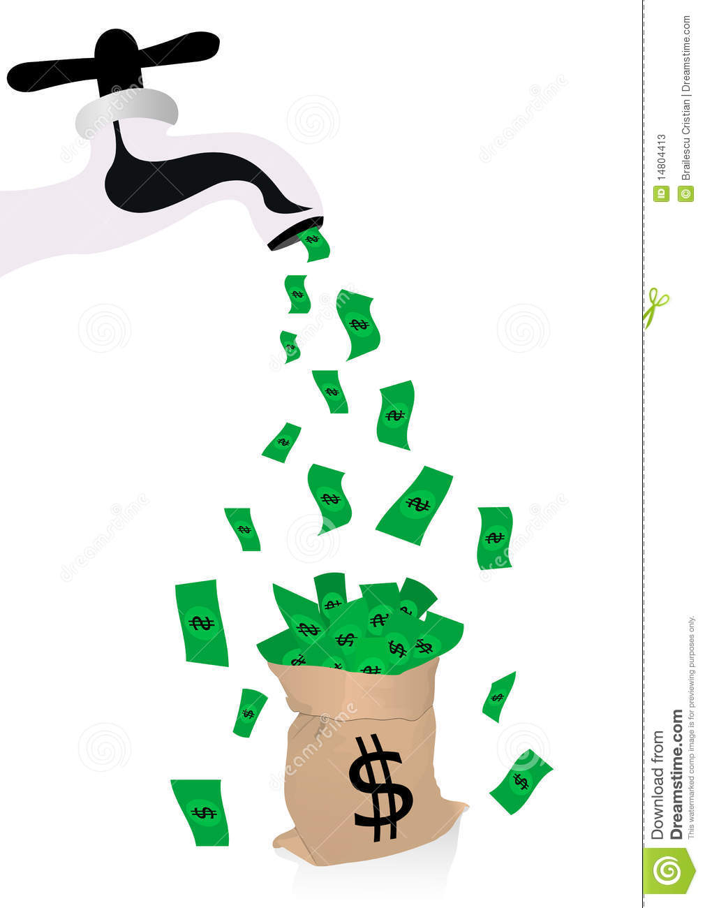 Conceptual Money Illustration With Spigot Stock Photos   Image