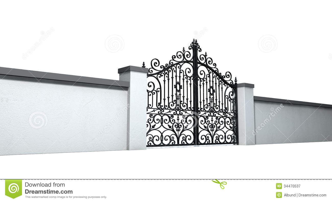 Pearly Gates Of Heaven Clipart Closed Ornate Gates And Wall