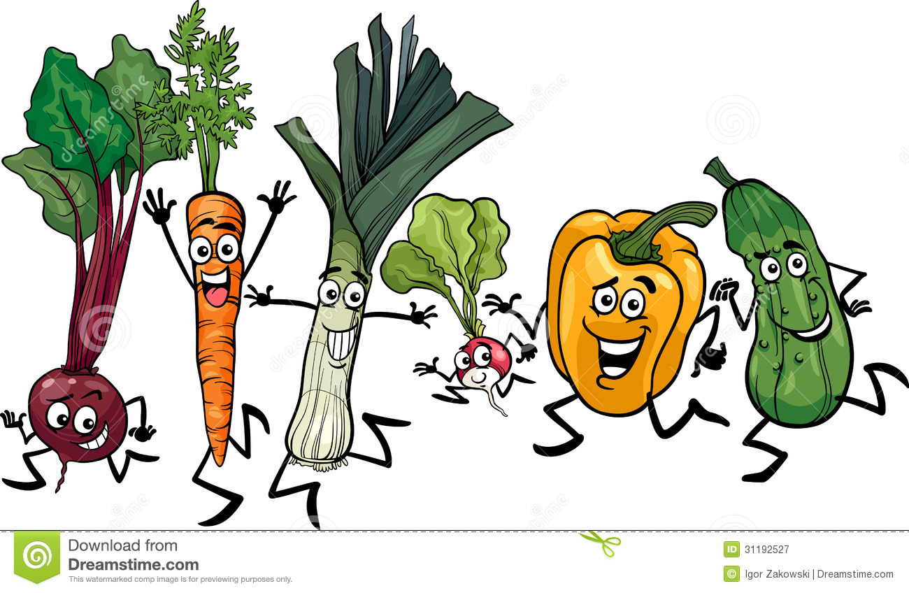 Running Vegetables Cartoon Illustration Royalty Free Stock Photography