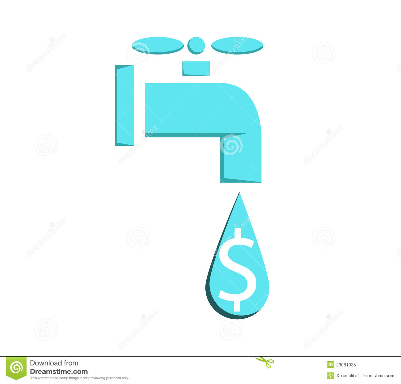 Water Faucet Leaking Or Pouring Money Money Concetp Graphic Eps10