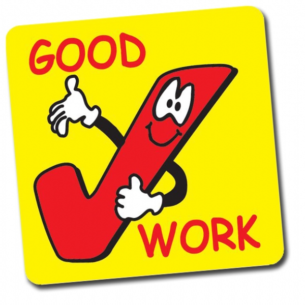 Good Work Tick 16mm Square Stickers Sheet Of 140