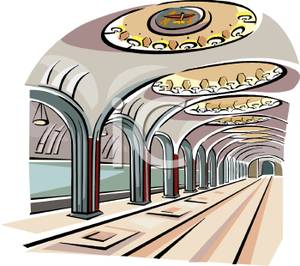 Inside A Subway Station   Royalty Free Clipart Picture
