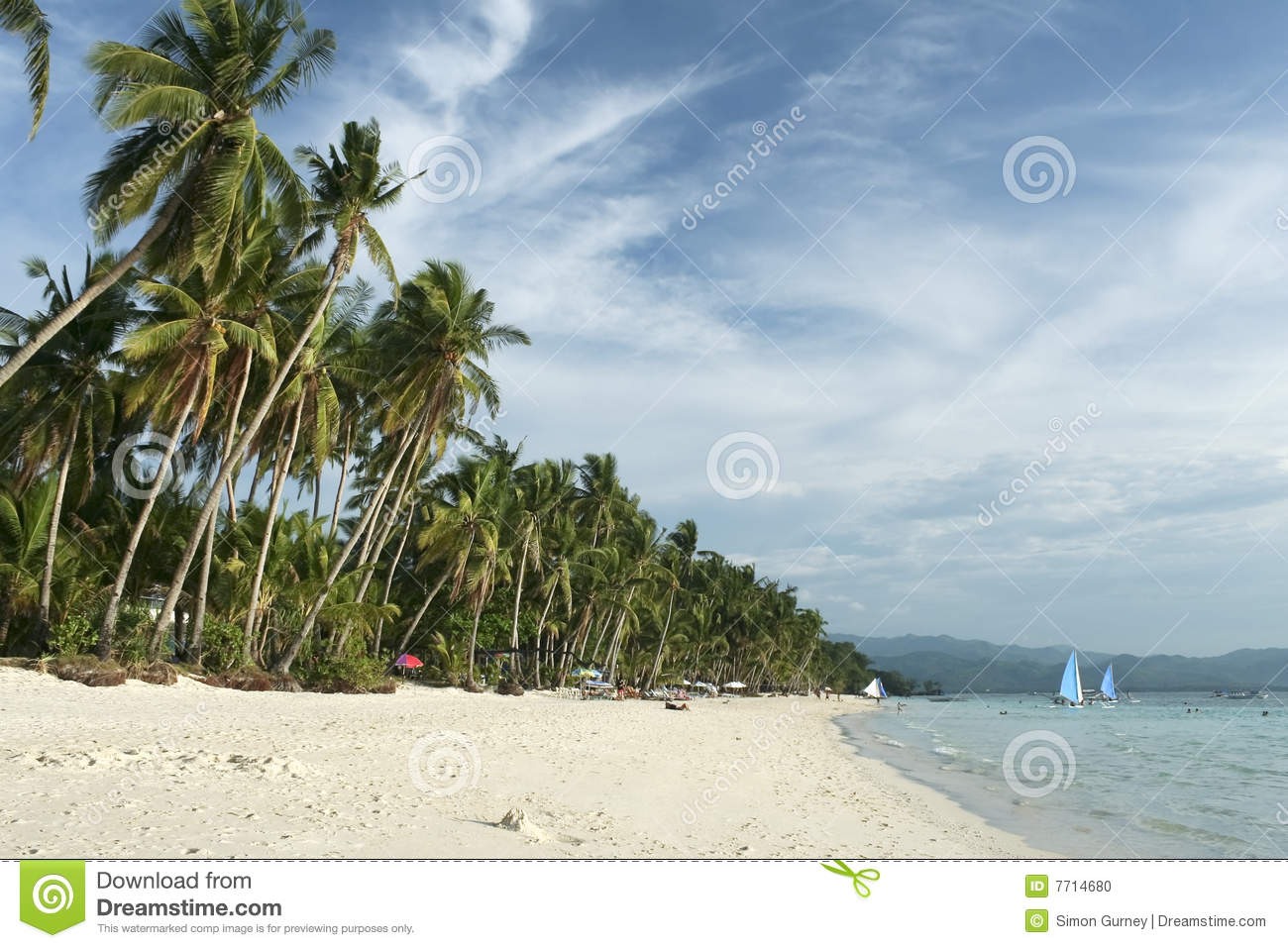 Boracay Beach Palm Tress Philippines Stock Photo   Image  7714680