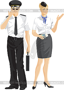 Stewardess And Airman   Vector Clipart