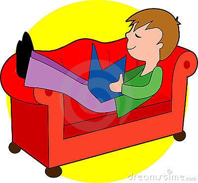 Boy Reading On Couch Royalty Free Stock Photo   Image  1393665