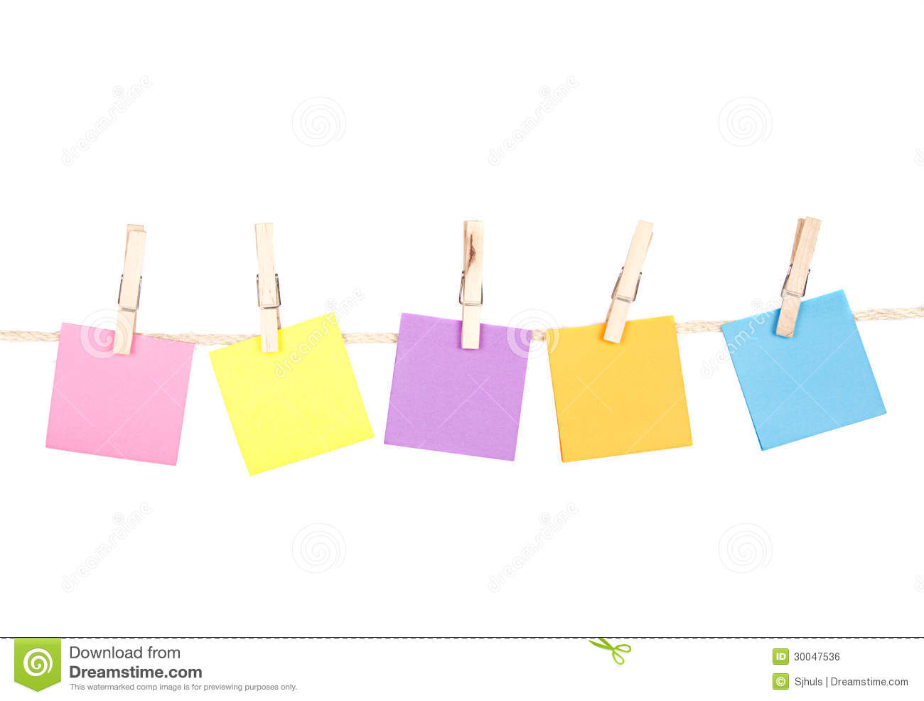Sticky Notes On A Clothes Line Royalty Free Stock Image   Image