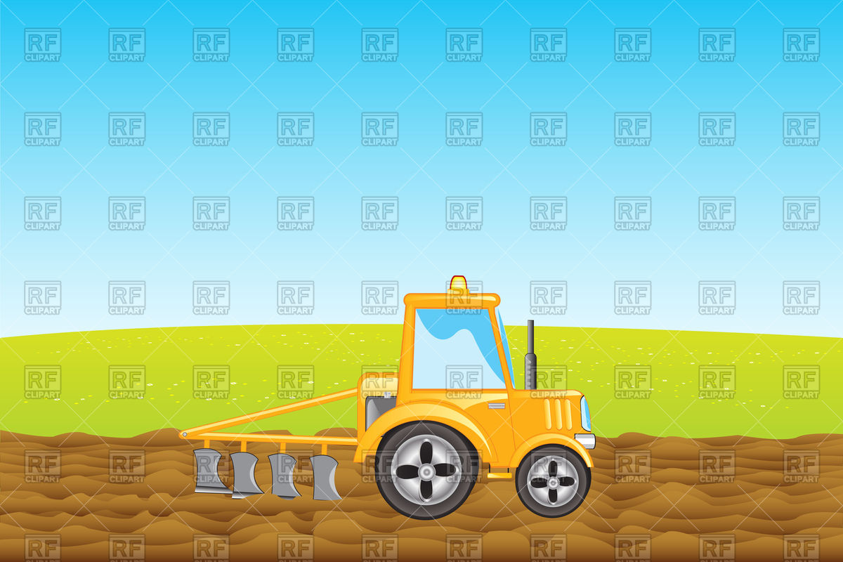 Tractor With Plow Plows Land In Field 93890 Transportation Download