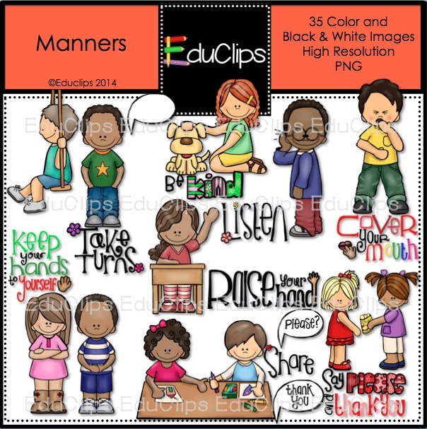 Manners Clip Art Bundle  Color And B W    Welcome To Educlips Store