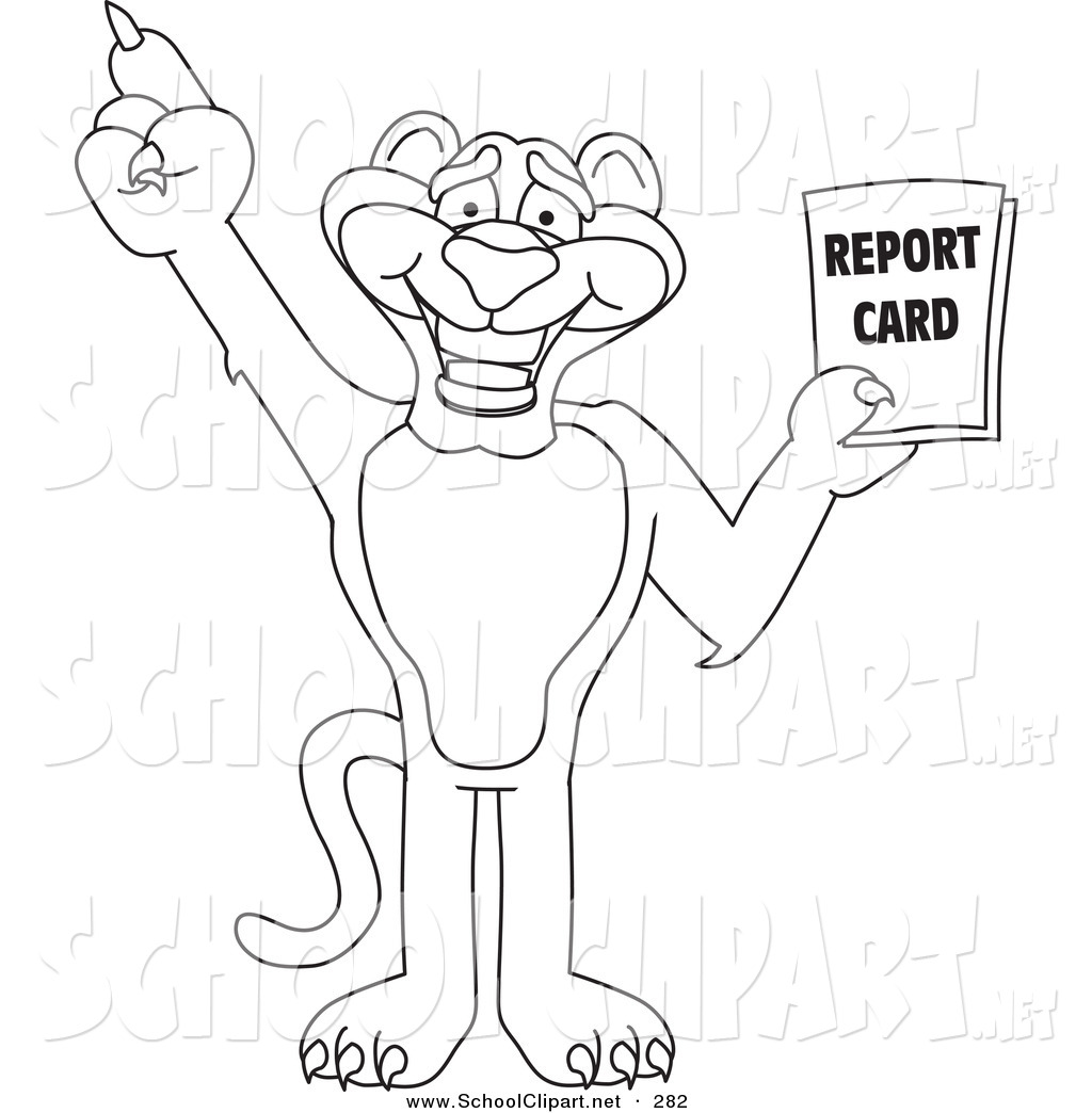 Page Of A Panther Character Mascot Holding A Report Card By Toons4biz