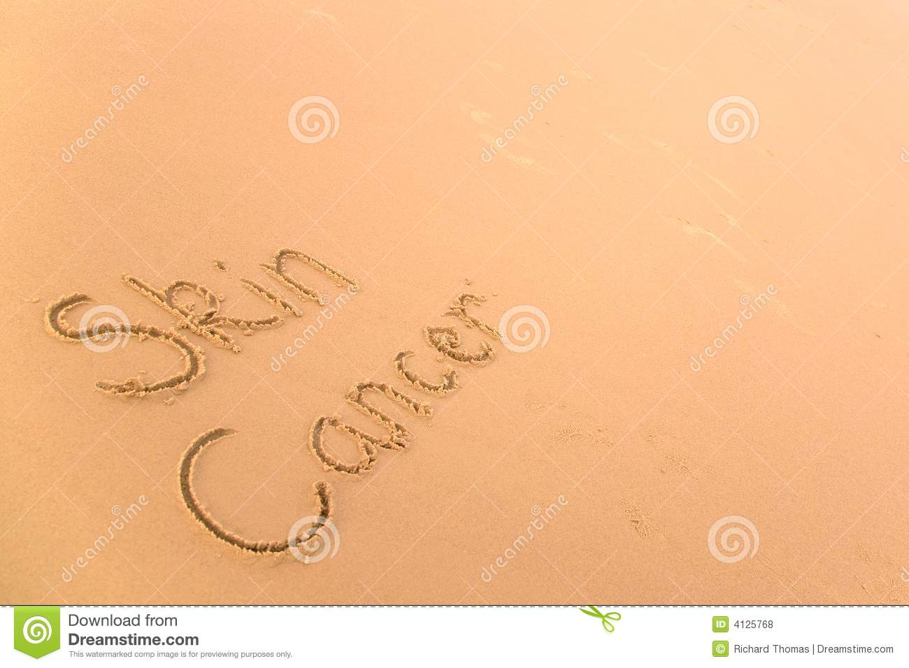 Skin Cancer Written In Sand On A Golden Beach A Harsh Reminder Of How