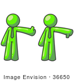 36650 Clip Art Graphic Of A Lime Green Guy Character Giving The