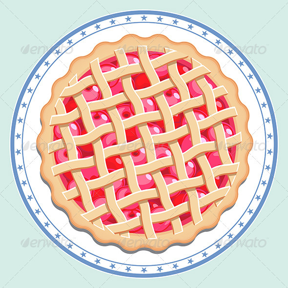 Cherry Pie On A Plate   Food Objects