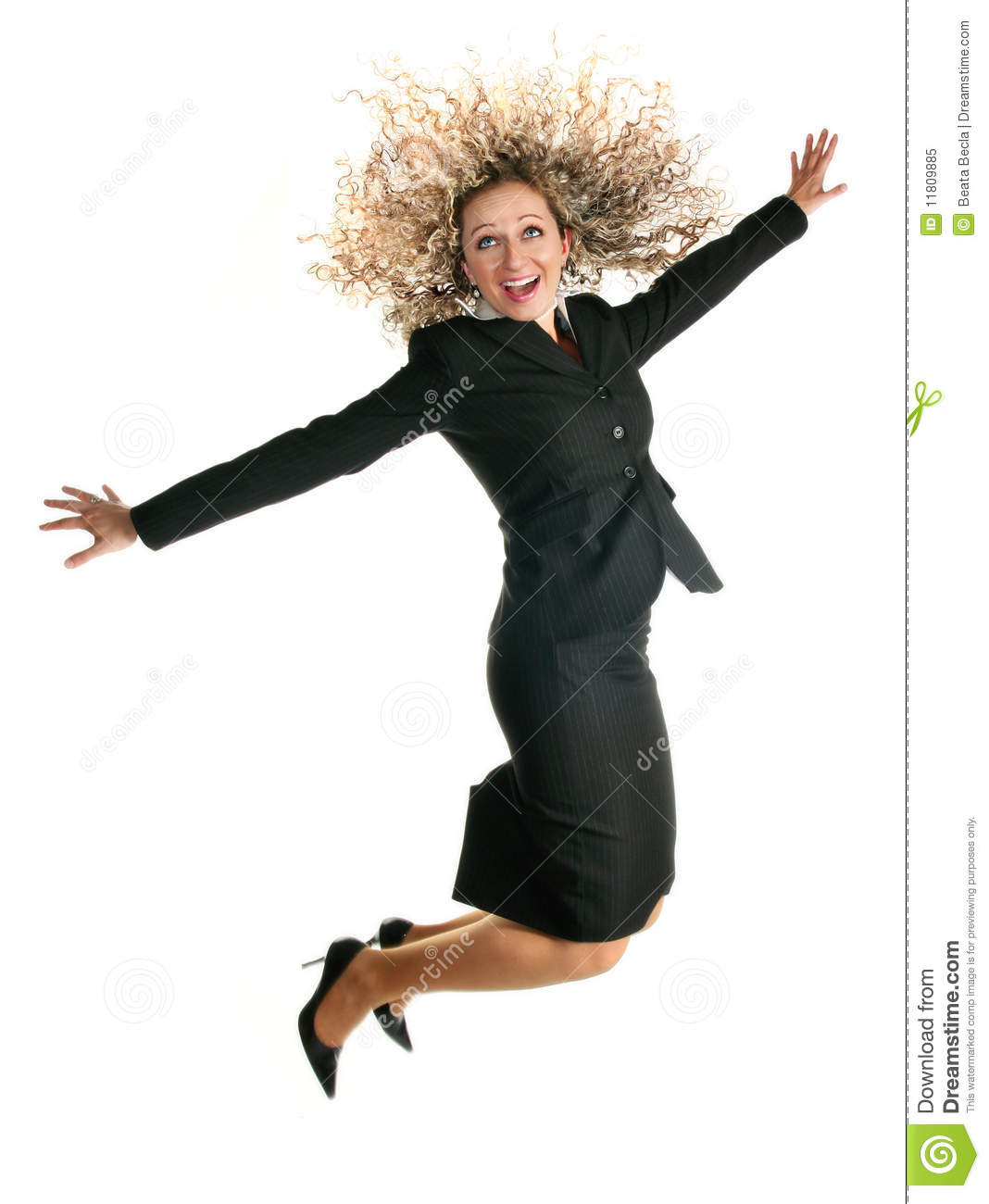 Excited Jumping Business Woman Royalty Free Stock Photo   Image