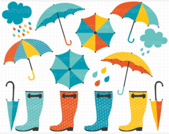 April Showers   Rainy Day  Boy  Umb Rella Clip Art   Digital Clipart