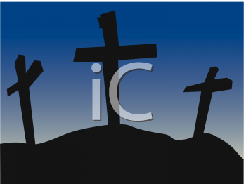 Easter Clip Art Picture Of Three Crosses On Calvary Hill