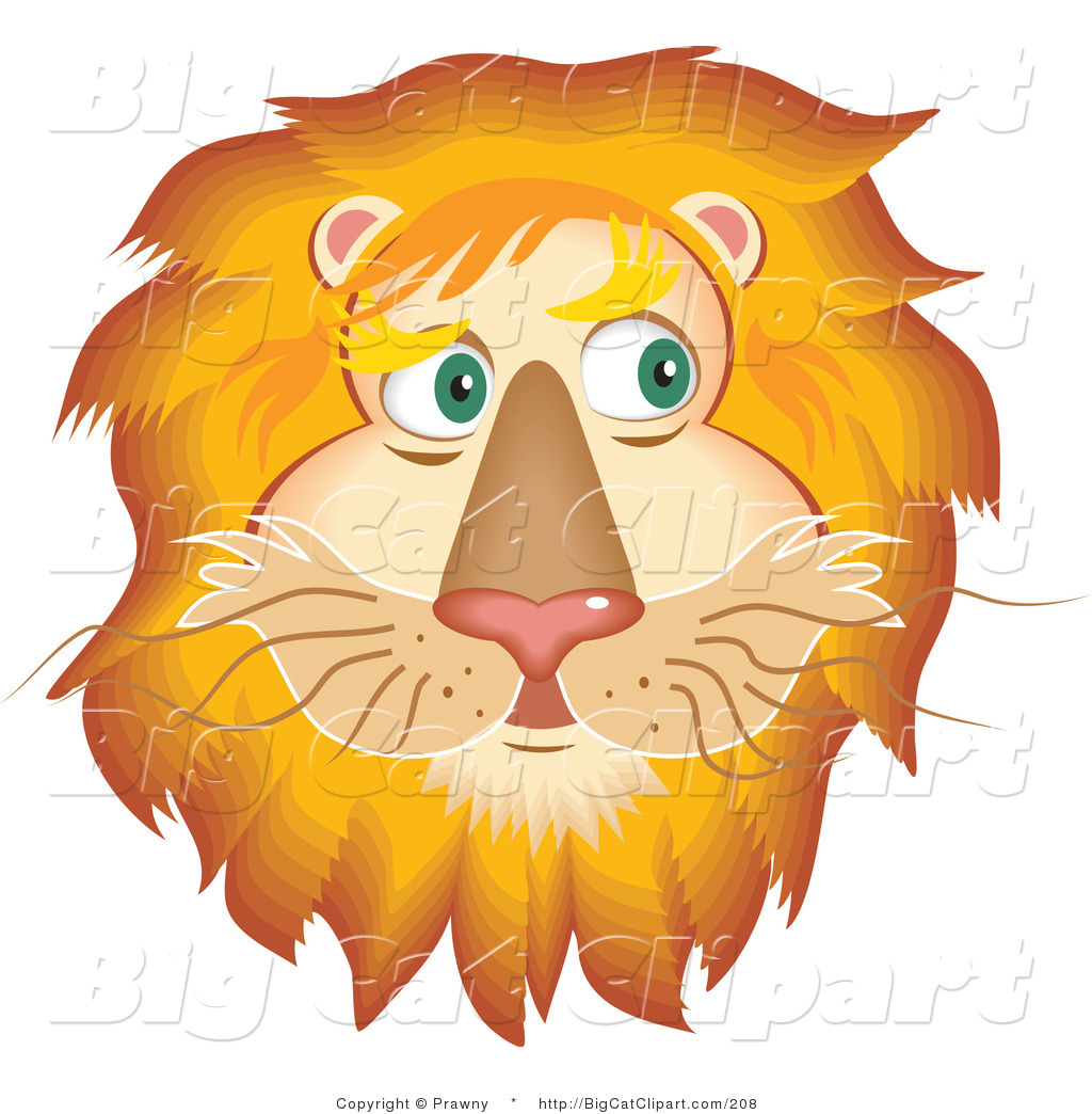 Big Cat Vector Clipart Of A Handsome Fluffy Lion Face With A Golden