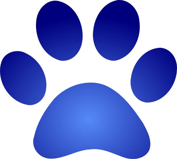 Blue Paw Print With Gradient Clip Art