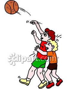 Kids Playing Basketball   Royalty Free Clipart Picture