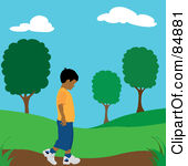 Of A Lonely Hispanic Boy Walking On Park Path By Pams Clipart
