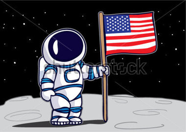 Astronaut Planting Flag On The Moon Stock Vector   Clipart Me