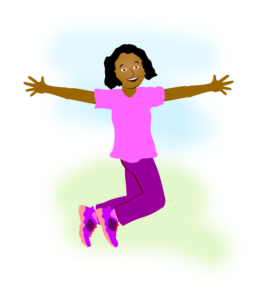 Of A Happy Girl Jumping For Joy  Original Free Clip Art Produced By