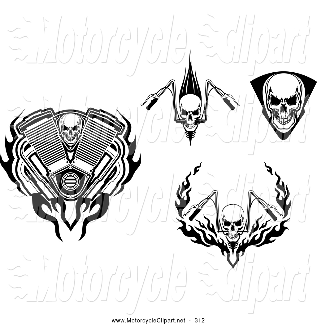 Clipart Of Skulls And Motorcycle Bars By Seamartini Graphics