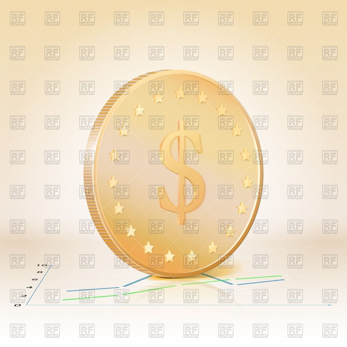 Gold Coin With Dollar Sign Download Royalty Free Vector Clipart  Eps
