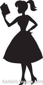 Silhouette Of A Woman Reading A Cookbook Clip Art  Clipart
