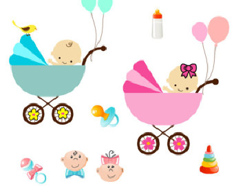 Small Commercial   Baby Girl Boy Carriage Pram Stroller Clipart 1020