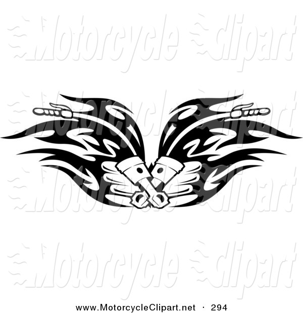 Tribal Flaming Motorcycle Handlebars Clip Art Seamartini