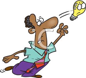 Clipart Image Of An African American Man Reaching For A Good Idea